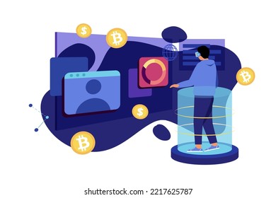 Concepto de Metaverse Illustration. Ilustración plana aislada en fondo blanco