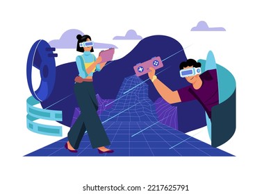 Metaverse Illustration concept. A flat illustration isolated on white background