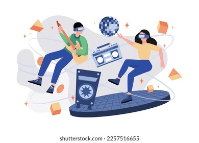 Metaverse Illustration Konzept. Eine flache Illustration einzeln auf weißem Hintergrund