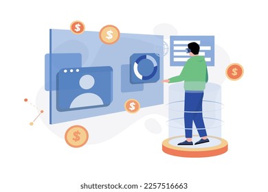 Concepto de Metaverse Illustration. Ilustración plana aislada en fondo blanco