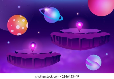 Metaverse land sales concept, virtual land, digital real estate and property investment in metaverse background vector illustration.