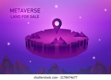 Metaverse land sales concept, virtual land, digital real estate and property investment in metaverse background vector illustration.