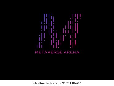 METAVERSE lettering logo vector with gradient color blue and red.black background vector illustration