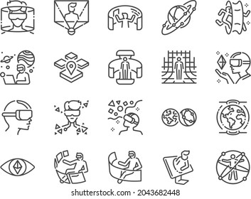 Metaverse Line Icon Set. Included The Icons As Virtual, World, Virtual Reality, VR, digital, Earth 2, Futuristic And More.