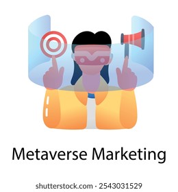 Metaverse marketing icon in flat style  