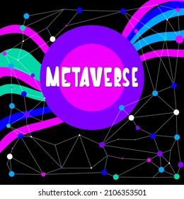 Metaverse neon futuristic art banner. VR glasses, augmented reality. EPS 10