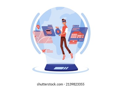 Metaverse property Illustration concept. Flat illustration isolated on white background.