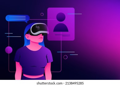Metaverse Reality. Ilustración de contactos y comunicación virtual. Ilustración del vector