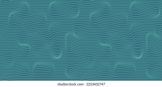 Metaverse seamless vector pattern. Wavy lines endless futuristic abstract background. 3d reality future banner concept. Psychedelic geometric optical illusion texture. Technology business template.