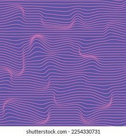 Metaverse seamless vector pattern. Wavy lines endless futuristic abstract background. 3d reality future banner concept. Psychedelic geometric optical illusion texture. Technology business template.