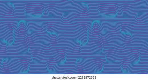 Metaverse seamless vector pattern. Wavy lines endless futuristic abstract background. 3d reality future banner concept. Psychedelic geometric optical illusion texture. Technology business template.