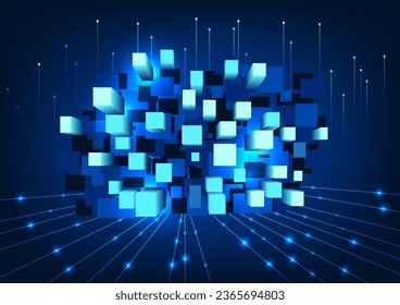 Metaverse technology background Square geometric shapes arranged together with supporting elements. Represents entering the virtual world of the game.