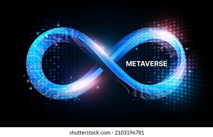 Metaverse technology concept and Virtual space with abstract Infinity Symbol, Futuristic technology background, vector illustration