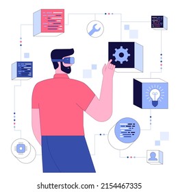 Metaverse technology concept VR virtual digital reality cyber metaverse simulation Innovation connection global blockchain experiences network futuristic Most promising business in the future Vector