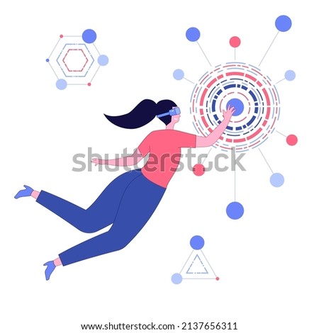 Metaverse technology concept VR virtual digital reality cyber metaverse simulation Innovation connection global blockchain experiences network futuristic Most promising business in the future Vector