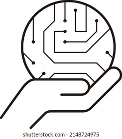 Metaverse Technology Concepts, hand holding the virtual reality earth