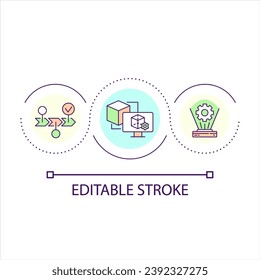 Metaverse technology development loop concept icon. Augmented reality opportunities. Innovations abstract idea thin line illustration. Isolated outline drawing. Editable stroke