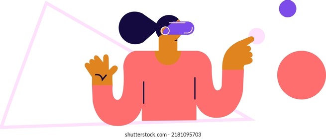 Metaverse technology future concept. People Flat vetor. VR virtual digital reality cyber metaverse simulation Innovation connection global blockchain experiences network futuristic. 