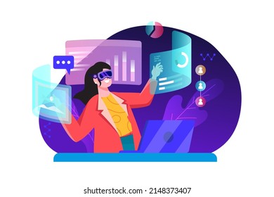 Metaverse Technology Illustration concept. Flat illustration isolated on white background