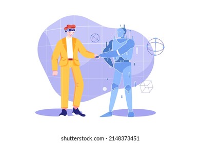 Concepto de Ilustración Tecnológica Metaverse. Ilustración plana aislada en fondo blanco