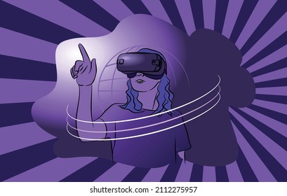 Metaverse Technology illustration design. futuristic virtual reality VR and simulation Visualization, vector