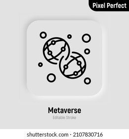 Metaverse dünne Linie Symbol. Virtuelle Realität. Pixel perfekt, bearbeitbarer Strich. Vektorgrafik.