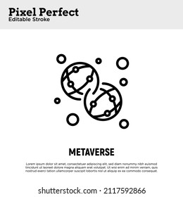 Metaverse thin line icon. Virtual reality. Pixel perfect, editable stroke. Vector illustration.