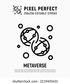 Metaverse dünne Linie Symbol. Virtuelle Realität. Pixel perfekt, bearbeitbarer Strich. Vektorgrafik.