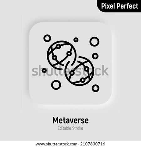 Metaverse thin line icon. Virtual reality. Pixel perfect, editable stroke. Vector illustration.