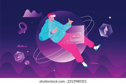 Metaverse vector concept banner illustration