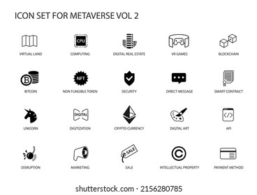 Metaverse Vector Icon Set. Various Symbols For The Meta Verse Concept.