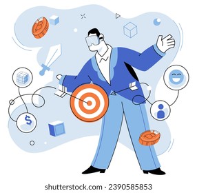Metaverse vector illustration. Online communication platforms connect individuals within metaverse, fostering collaboration The metaverse represents fully immersive digital environment, transcending
