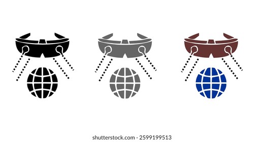 Metaverse, Virtual and Augmented reality tech icon set. User Engagement with VR and AR Environments, Vector outline thin line illustrations for Digital Reality and Immersive Technology
