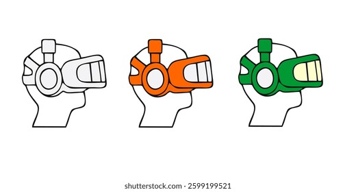 Metaverse, Virtual and Augmented reality tech icon set. User Engagement with VR and AR Environments, Vector outline thin line illustrations for Digital Reality and Immersive Technology