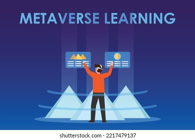 Metaverse virtual history school 2d vector illustration concept for banner, website, illustration, landing page, flyer, etc.