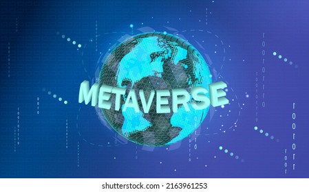 Metaverse, virtual reality, augmented reality and blockchain technology. Metaverse digital world, smart futuristic interface, technology background, Vector Illustration