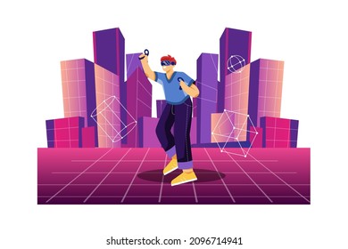 Metaverse and virtual reality Illustration concept. Flat illustration isolated on white background.
