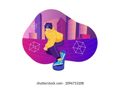 Metaverse and virtual reality Illustration concept. Flat illustration isolated on white background.