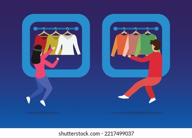 Metaverse Virtual Reality shopping 2d ilustración vectorial para banner, sitio web, ilustración, página de inicio, volante, etc.
