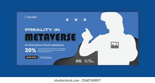 Metaverse Virtual Reality Workshop  social media cover banner design template, Metaverse virtual reality technology  workshop web design template