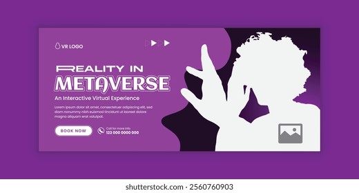 Metaverse Virtual Reality Workshop  social media cover banner design template, Metaverse virtual reality technology  workshop web design template