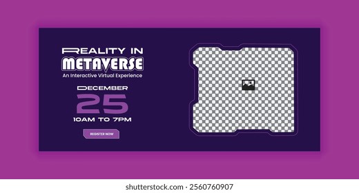 Metaverse Virtual Reality Workshop  social media cover banner design template, Metaverse virtual reality technology  workshop web design template