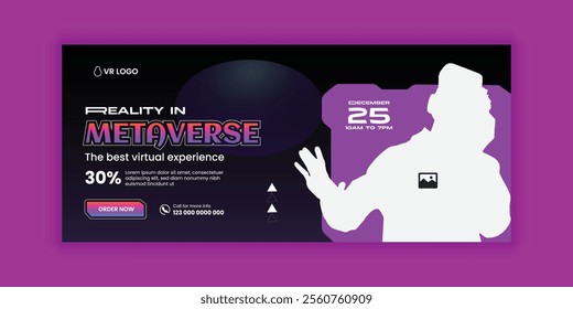 Metaverse Virtual Reality Workshop  social media cover banner design template, Metaverse virtual reality technology  workshop web design template