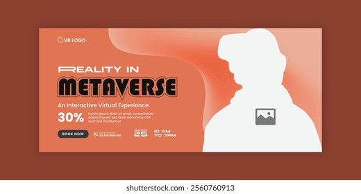 Metaverse Virtual Reality Workshop  social media cover banner design template, Metaverse virtual reality technology  workshop web design template