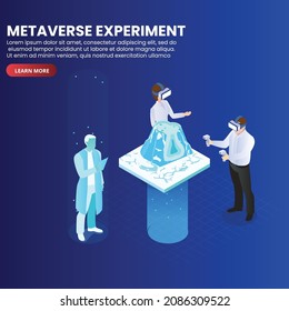 Metaverse Virtual Scientific Experiment Isometric 3d Vector Concept For Banner, Website, Illustration, Landing Page, Flyer, Etc.