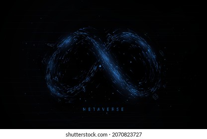 The metaverse. Virtual space. Infinity sign. Futuristic technology digital hi tech concept