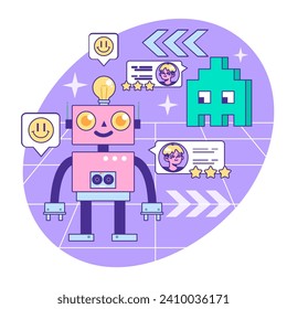 Metaverse. VR futuristic technology. Digital environment or online virtual platform. Character in augmented reality and cyberspace. Flat vector illustration