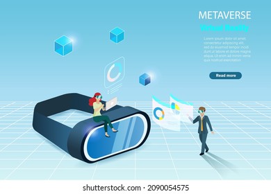 Metaverse VR-Gicht-Glas in virtueller Realität. Geschäftsmann erlebt 3D-Analysemethoden am Arbeitsplatz der Metaverse-Simulation.