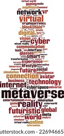 Metaverse word cloud concept. Collage made of words about metaverse. Vector illustration
