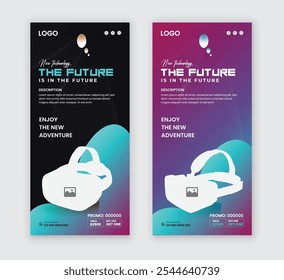 Metaverse Workshop Promotion Rack Card Design or Virtual Reality Playground Schedule DL Flyer, Design Template, VR Box Leaflet concept layout